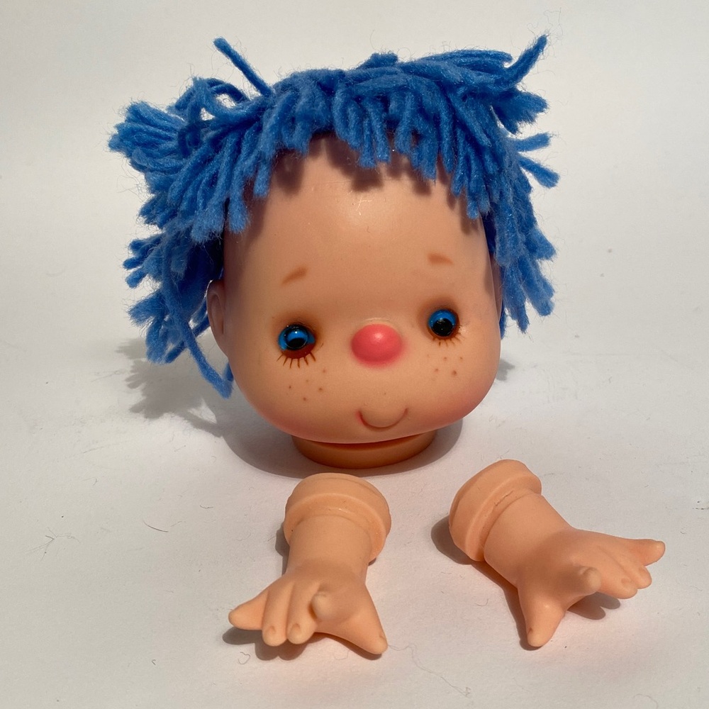 VINTAGE Blue Haired Dead Stock STRAWBERRY SHORTCAKE Doll Head for Doll Making